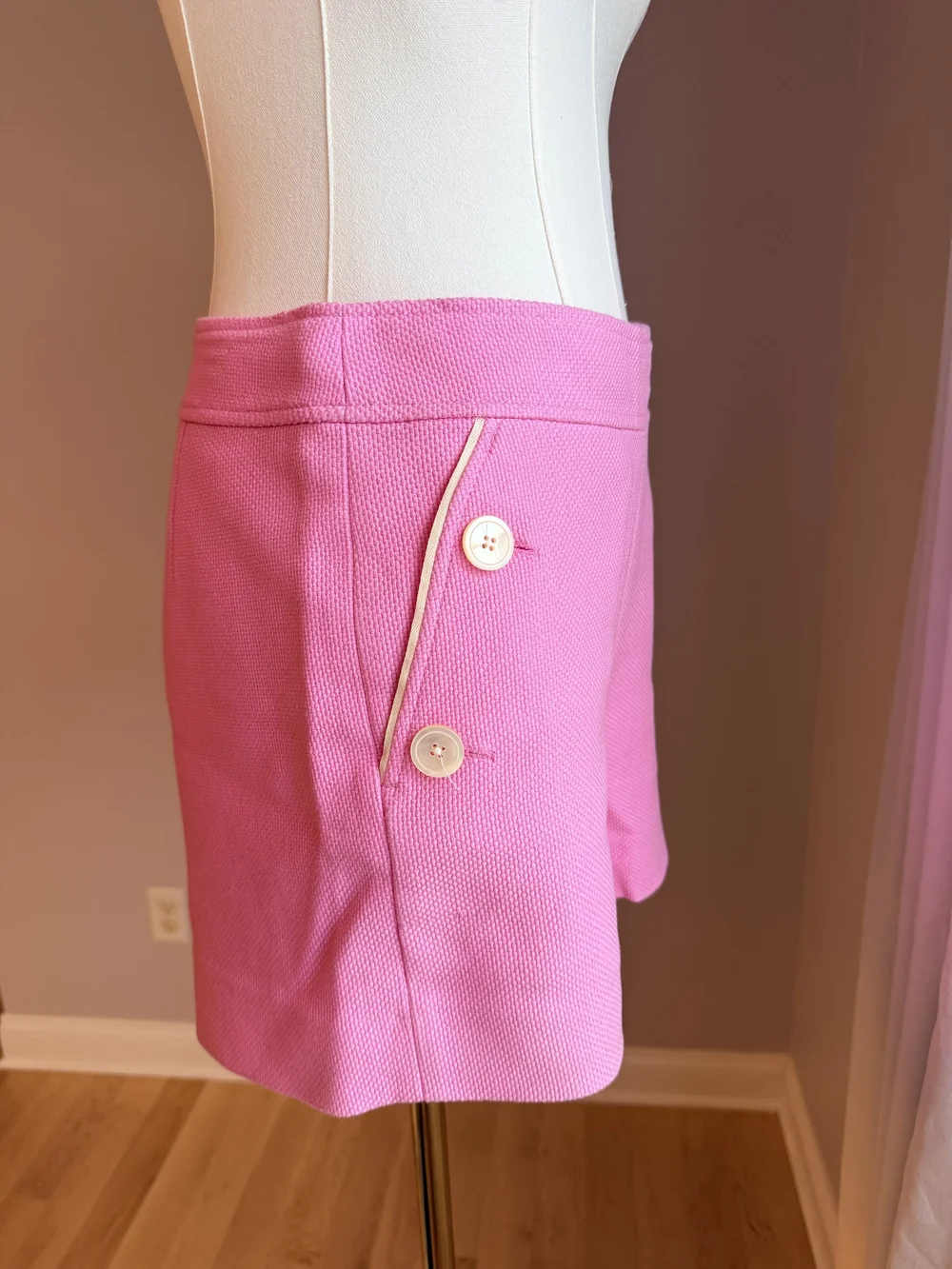 J. Crew Pink High-Rise Button-Accent Vintage Shorts